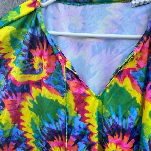 Hippie tie dyed shawl ties at neck fringe one size fits most - Picture 3 of 10